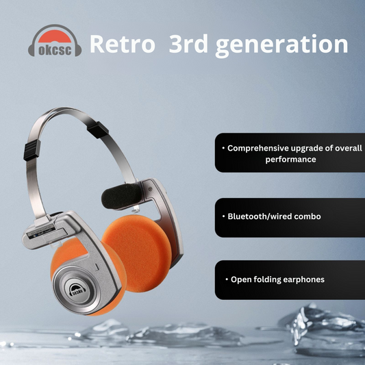 Okcsc RETRO3 Bluetooth Wired 2-in -1 Open Headset American Retro Headset Gaming Bluetooth Headset