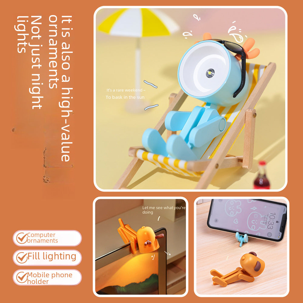 Creative Gift Led Pet Night Light Decorative Ornament Mini Cute Small Mobile Phone Holder Compact Size Cute Design